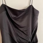 ASOS Black mini satin knot slit slip dress Photo 7