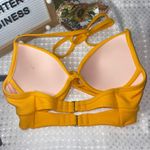 Shade & Shore -Shore Padded Sexy Yellow Textured Twist Front Bikini Top 34B. Photo 1