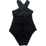 Shoshanna Black Embossed Stretch Eyelet High Neck One Piece Swimsuit Zero 0 XS Photo 10