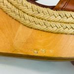 Coach Mariam Brown Leather Wedge Sandals, Brass Hardware, Wood Platform sz 6.5 Photo 8