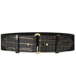 Ralph Lauren  Embossed Leather Tab-Stretch Wide Belt Black/Gold NWT Sold Out! Photo 4