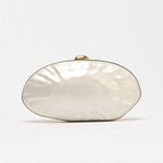 White & gold textured summer formal pearl box bag clutch handbag removable chain Photo 5