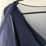 Adrianna Papell Dress SZ Small NWT Navy Chiffon Overlay Draped Evening Cocktail Photo 12