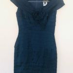 Tadashi Shoji Rosette Cap Sleeve Sheath Cocktail Dress Navy Blue Women's Size 4 Photo 3