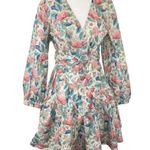 Rebecca Taylor La Vie  Long Sleeve Paint Garden Dress in Blue L $295 Photo 4