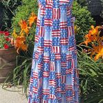 Crown & Ivy 4th of July Maxi Dress Spaghetti Strap Red White Blue Photo 10