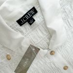 J.Crew Smocked Button Up Shirt Cotton Blend Voile Stretch White Preppy Small NWT Photo 4
