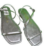 Antonio Melani Silver Strappy Flat Sandals | Metallic Minimalist | Size … Photo 0