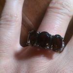 Brazilian Smokey Quartz Three Stone Stainless Steel Ring (Size 7) Photo 8
