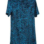 ASOS Women Dark Teal Velvet Cheetah Print Mini Dress Tall Size 6 Photo 0