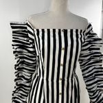 Anna October Off the Shoulder Stripe Dress Black White Midi Ruffle Sleeves Size undefined Photo 3