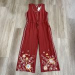 Johnny Was NWT Elia Linen Tie Jumpsuit Embroidered Size Medium in Adobe Photo 4