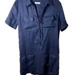 Equipment  Knox Corset Front Linen Lace Up Dress Womens Size Small Navy Blue Photo 0