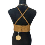 Honey Punch Vintage Suede Crochet Cut-Out Festival Bralette Criss-Cross Back Photo 5