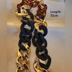 Chunky Tortoiseshell Gold and Black Large Flat Chain Strap Photo 1