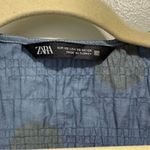 ZARA  Blue Green Big Spotty Print Bow Long Sleeve Blouse Size XS Photo 5