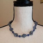 Women’s Bead Costume Necklace Beaded Gold Tone Blue Glass Photo 0