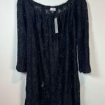 J. VALDI Womens Floral Crochet Lace Tunic Swim Cover Up Dress Black NEW Sz Large Photo 0