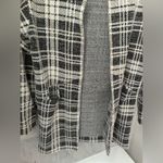 EXPRESS soft Plaid Tailored Knit Blazer Long Open Front Sweater Black White Photo 5