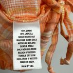 True Craft Orange Plaid Cropped Button Shirt Size Large Linen Blend Photo 6