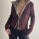 Bandolino Brown Vintage Faux Fur Trim Collar Jacket Photo 1