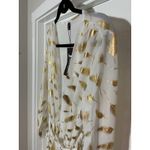 Miss Ord White Gold Foil Maxi Dress Long Large Sheer Evening Gown V Photo 2