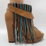 Charm City Sole Womens Fringe Platform Heel Ankle Booties Peep Toe Size 8 Brown Photo 0