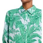 AQUA  Tropical Print Button Down Shirt - Green Palm Leaf Blouse - Size S‎ Photo 2
