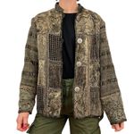 Flashback Velour Patchwork Blazer Jacket Size Small Brown Photo 14