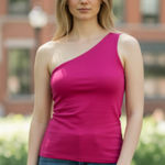 NWOT House Of Harlow X Revolve 1960 One Shoulder Ribbed Stretch Crop Top Pink Photo 0