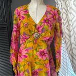 Vintage 60s 70s M Psychedelic Floral Print Boho‎ Indie Maxi Dress 14 Orange Photo 2