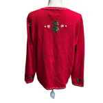 Quacker Factory  Sweater VTG Cardigan Christmas‎ Snowman Red Holiday Knit Medium Photo 1