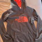 The North Face Hoodie Women's Size S/P Grey With Pink Writing Photo 0