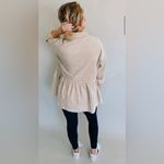 NEW Tan Corduroy Babydoll Peplum Skirt Button Front Jacket Size M Photo 3