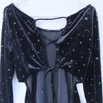 Wild Fable moon stars celestial black velour velvet open back bodysuit Photo 5