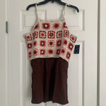 Lucky Brand Crochet Romper - Size M - Pink Granny Square - NWT Photo 4