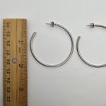 Silver Tone Hoop Earrings Large Thin Lightweight Minimalist Jewelry Pierced Ears Photo 5