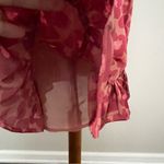 Dress Forum  Dress Mini Floral Satin Silky Ruffle Puffed Sleeves Lined Pink Red Photo 7