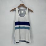 Poof! Womens Striped Racerback Tank Top Size Small White Blue Photo 1