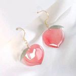 NEW Peach Watercolor Shaped Acrylic Hook Earrings Fruit Georgia Jewelry Gift Idea Pink Photo 0