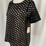 Coldwater Creek New Circle Eyelet Top Black Embroidered Overlay With Nude Lining Photo 4