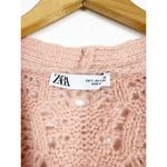 ZARA Pink Jewel Button Pointelle Knit Vest Small Oversized Sweater Rhinestone Photo 4