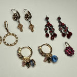 Rhinestone Pierced Earrings Lot Of 4 Some Dangle Drop 1 Signed NR Photo 0