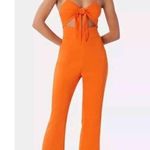 LITA by Ciara Tie Front Jumpsuit Cherry Tomasto Size XS Wide Leg Orange Photo 1