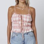 Cotton Candy LA Pink Gingham Tie Top Photo 0