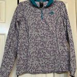The North Face Gray 1/4 Zip Gray and Purple Print Fleece Pullover Photo 0