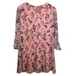 Disney  Beauty and The Beast Belle Floral Print Dress Bell Sleeve Pink Mini Sz L‎ Photo 1