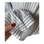 Joy Joy  Dress Women Large Blue White Striped Button‎ Front Tie Waist Shirt NWT Photo 6