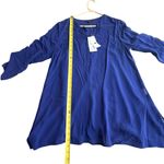 Eileen Fisher Medium Petite 100% Silk Tunic Long Top Sapphire Blue Sheer NWT Photo 7