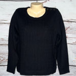 Talbots  Petite NWT Size XLp Black Button Shoulder Cableknit Sweater Top Photo 0
